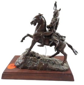 Franklin Mint Frederic Remington Art Museum 7" The Scalp" on stand
