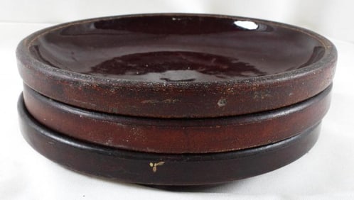 LOT OF 3 7.25" brown plates