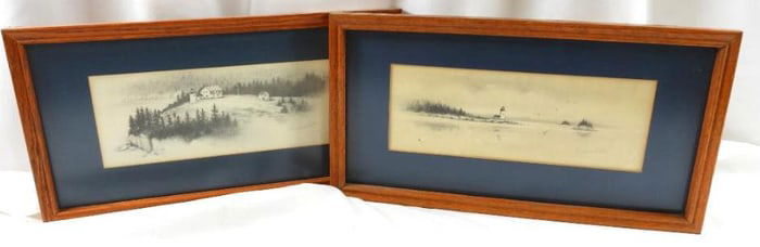Pair of Framed Original Pencil signed lithographs by Virginia Miller