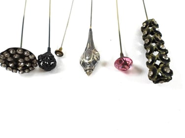 LOT OF 6 vintage hair pins, including sterling silver hair pin