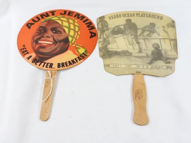 LOT OF 2 Vintage Black Memorabilia Americana Advertising Fans including Aunt Jemima