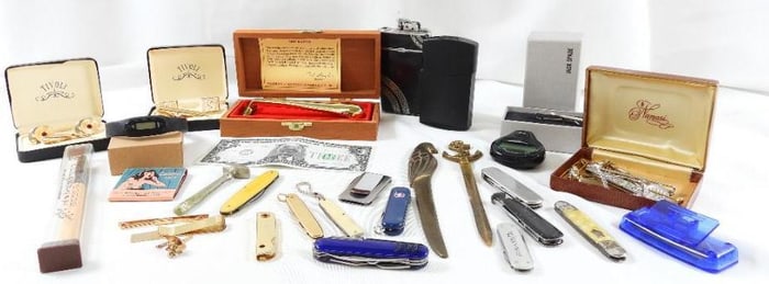 Huge Gentlemen's Lot of treasurers including 12 kt gold filled items, razor, accessories, pocket