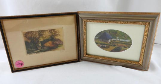 LOT OF 2 framed art "Versailles" by Valere and Photograph of Ned Bowne oil painting