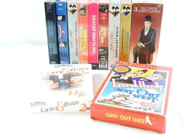 LOT OF 11 Laurel and Hardy VHS tapes including "Way out West"