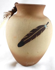 Vintage Native American art pottery vase, signed by Betty Selby, 454