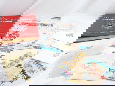 Huge of stamps, postcards and All American Stamp Album