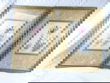 LOT OF 2 framed floral art "Jacobean Lily" and "Estella Rijnveld" Tulip