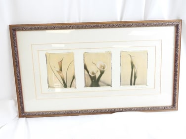 Framed "Lilies" water color signed by A. Melion