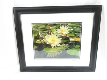 Framed lily print signed by Les Martzall 2008
