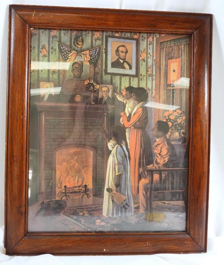 antique Framed "True Blue" lithograph by Renesch (1 of 6)