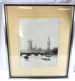 Framed "London Bridge" signed by Anthony Klitz