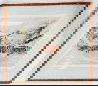 Framed Maurice Utrillo, Winter in Montmartre Lithograph, signed