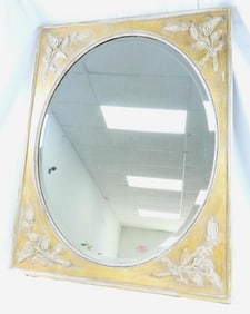 Antique-style gilt framed with central oval mirror, heavy