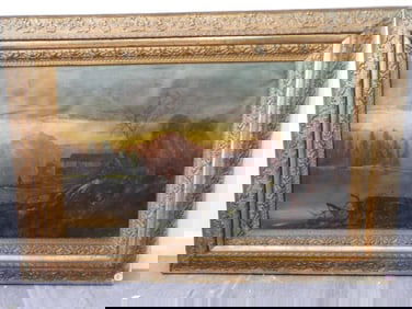 Antique 19th century LARGE Original Oil Painting Realism, Impressionism
