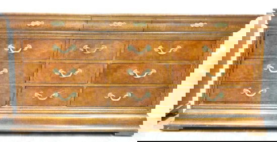 Vintage Henredon Charles X French Empire Burl Wood Long dresser