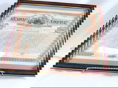 Framed Reading Company Jersey Central Collateral Registered Gold Bond certificate