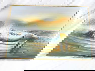 Oil Still life Ocean Scene Oil painting on canvas signed TAYLOR