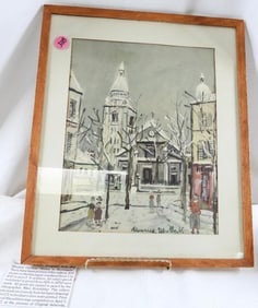 Framed Maurice Utrillo's "Winter in Montmartre" signed lithograph