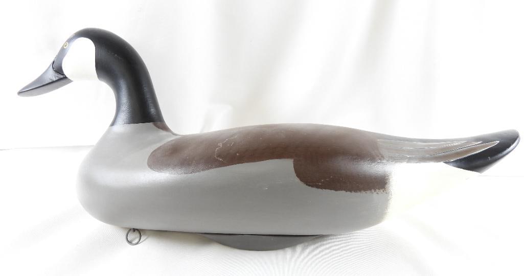 Hand-carved and painted wooden Canadian duck decoy, signed by Dave Walker, 2006 (1 of 6)