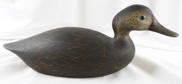 Ken Kirby 2010 hand-carved and painted wood duck decoy, signed/carved Black duck