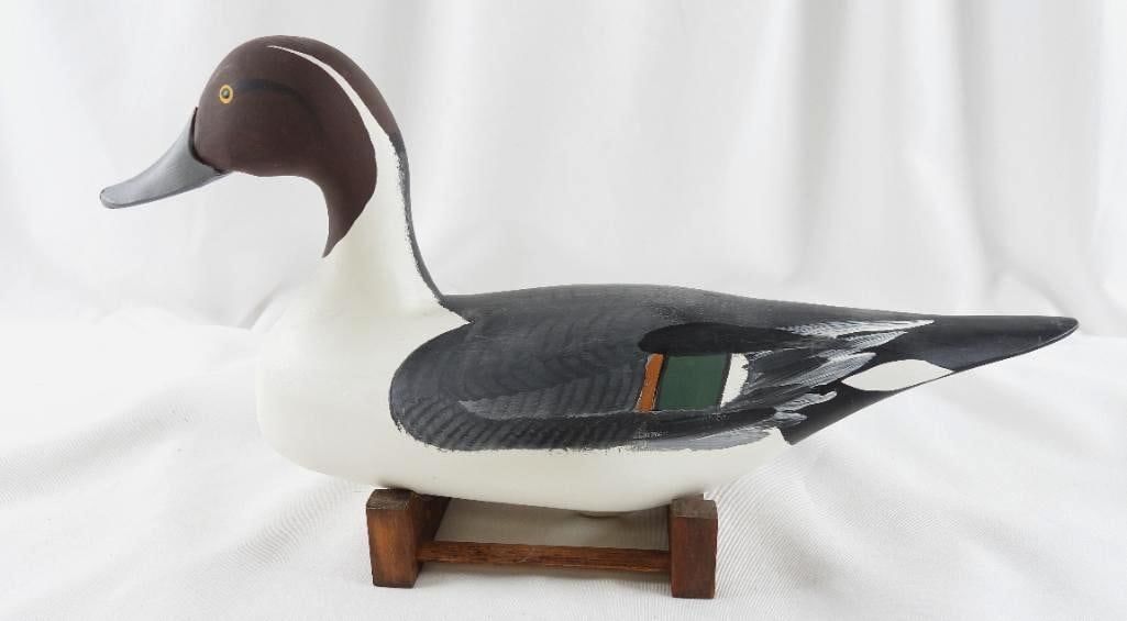 Captain Harry Jobes Hand-carved and painted wooden duck decoy, signed/dated 2007 Northern Pintail (1 of 6)