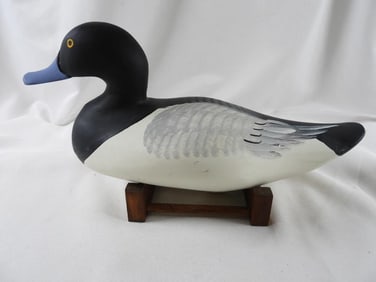 Captain Harry Jobes Hand-carved and painted wooden duck decoy, signed/dated 2006 Mallard Drake