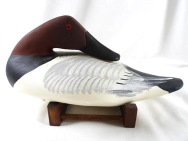 Captain Harry Jobes Hand-carved and painted wooden duck decoy, signed / dated 2006 Blue Bill