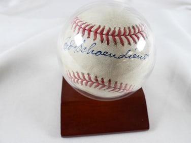 Albert Fred "Red" Schoendienst, Hall of Famer/manager autographed baseball on display