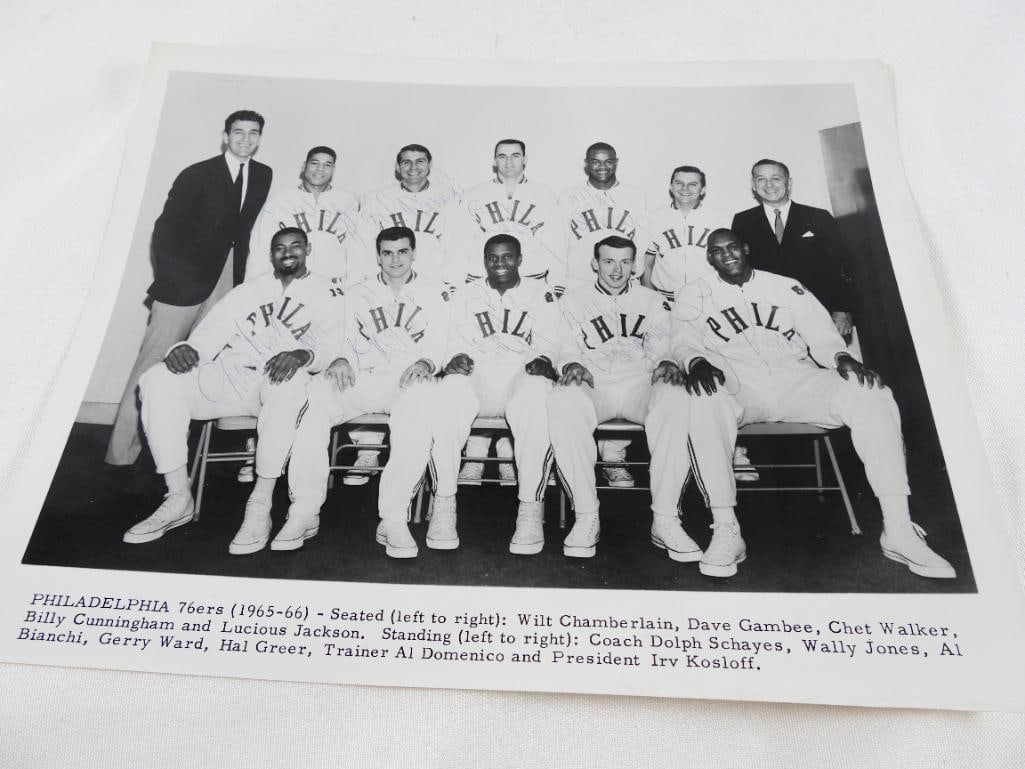1965-1966 Philadelphia SIXERS autographed team photo autographed: 1965-1966 Philadelphia SIXERS autographed team photo, see photos for signatures, no certificate of authenticity