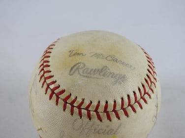 Autographed MLB Rawlings baseball by Willie Stargell, Dal Maxvill, Tim McCarver, etc.