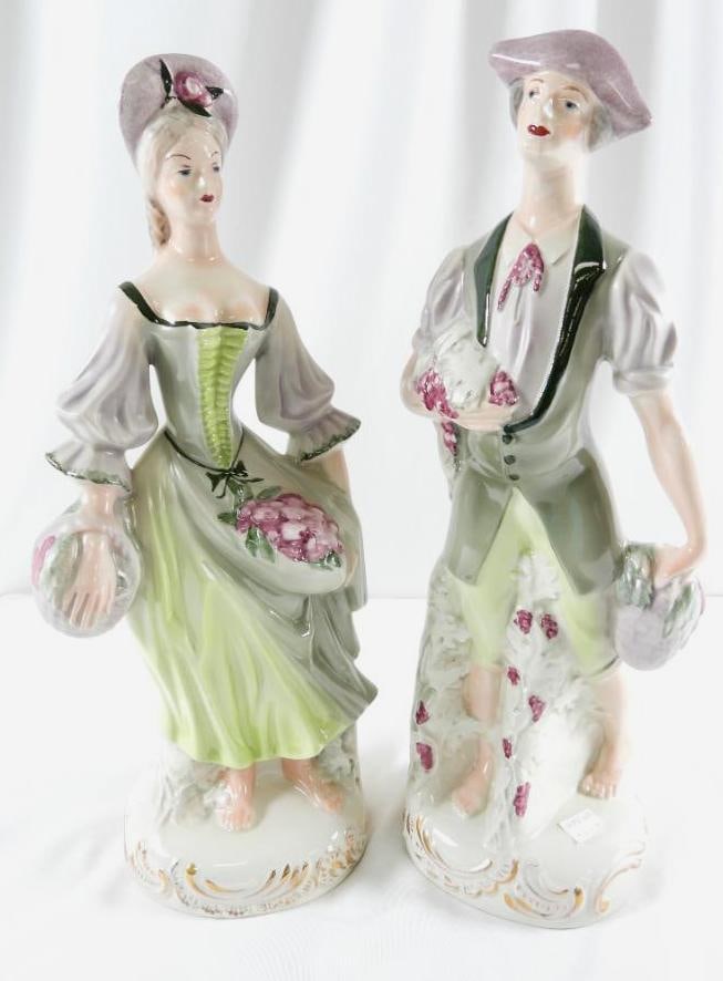 LOT OF 2 Cordey Victorian Porcelain tall figures #304, #305: LOT OF 2 Cordey Victorian Porcelain tall figures #304, #305, 16 tall, see photos for markings on bottoms of figures