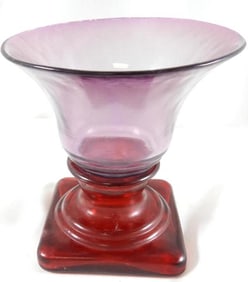 Spanish Purple Footed Glass Vase, heavy