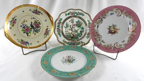 LOT OF 4 decorative plates including Original Engraving "Indian Tree" period 1801, A.D. 1758