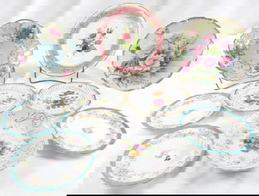 LOT OF 9 vintage decorative floral porcelain plates