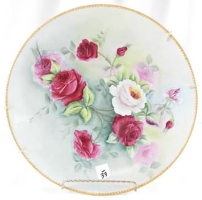 Vintage Hertel Jacoan large rose patterned plate