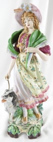 Porcelain figure with dog, made in Japan