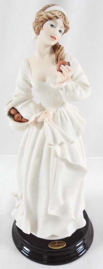 Guiseppe Armani "Florence", 2000 porcelain figurine: Guiseppe Armani "Florence", 2000 porcelain figurine, September Fruit, made in Italy, 10" tall, 4" diameter base