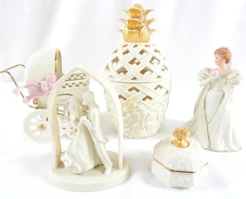 LOT OF 5 Lenox including a bride and groom cake toppers