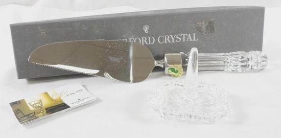 LOT OF 2 Waterford Crystal ring holder and server in box