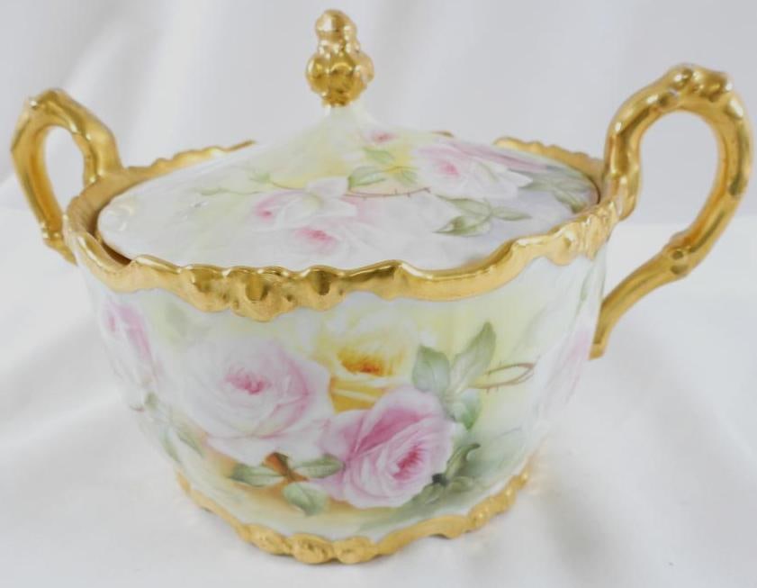 Antique Limoges Biscuit Cracker Jar with lid: Antique Limoges Biscuit Cracker Jar with lid, 8.5"Lx6"Wx5.5"T, see photos for design and marking on bottom