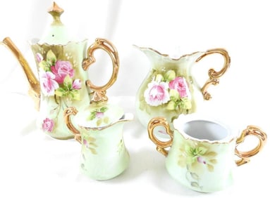 Vintage Lefton China "Heritage Green" tea set