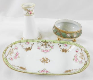 LOT OF 3 Nippon including vase, tray and bowl