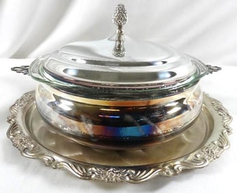 Lot of Silver Plated Items including Reed & Barton casserole dish with pinecone top