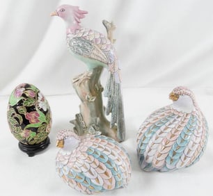 LOT OF 4 Bird Ceramic items including Toyo Hand painted birds