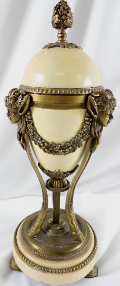 Louis XVI-style heavy cassolette/decorative urn: Louis XVI-style heavy cassolette/decorative urn, 18.25" tall, 6.5" diameter base