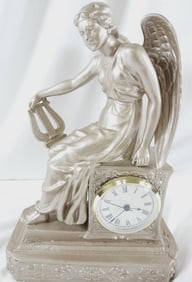 Decorative Angel with Harp mantle clock, heavy
