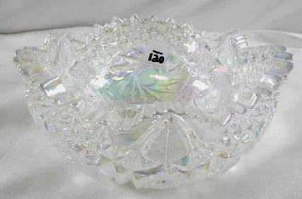 Vintage L.E. smith "Comet in the Stars" clear iridescent carnival glass bowl