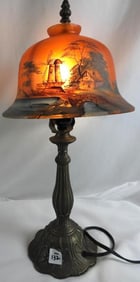 Vintage Reverse Painted Table Lamp