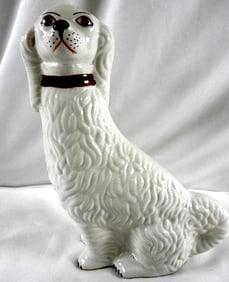 Ceramic white dog, made in Italy