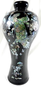Large Oriental Peacock and Floral Pearl design Vase